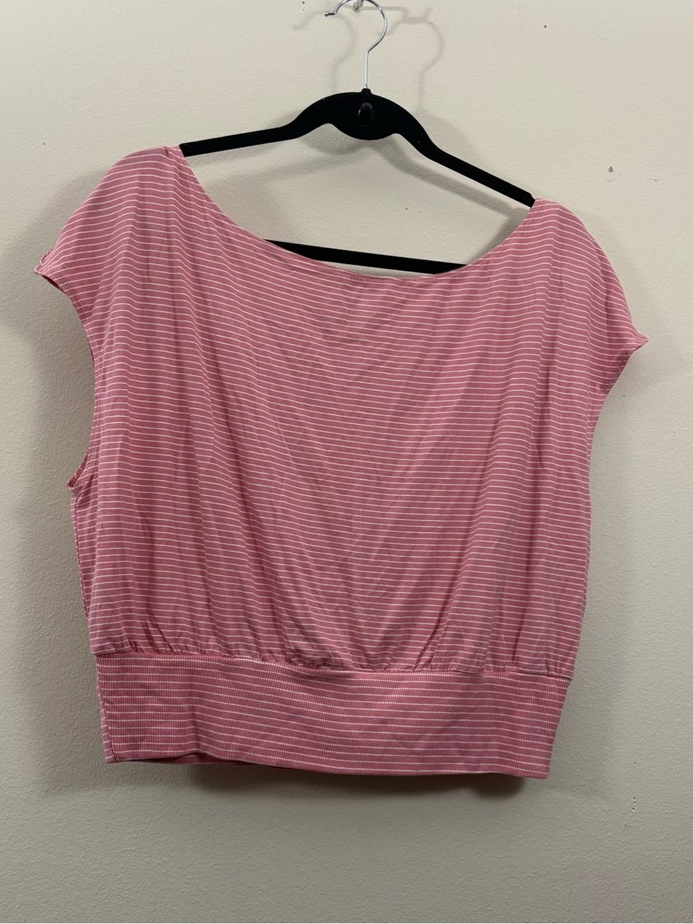 Streetwear Society pink and white horizontal-striped dolman-sleeve top NWT XL